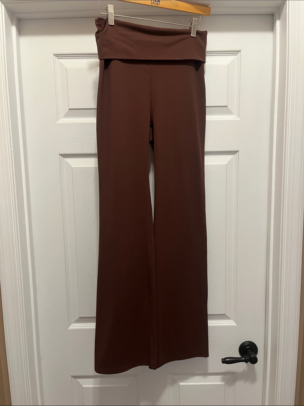 New Free People Movement rollover waistband flare tight, brown